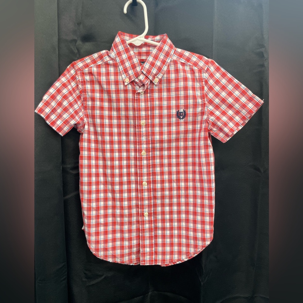 Chaps Red and White Plaid Short Sleeve Shirt